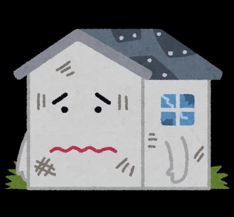 放置され傷みが進んだ空き家のイラスト